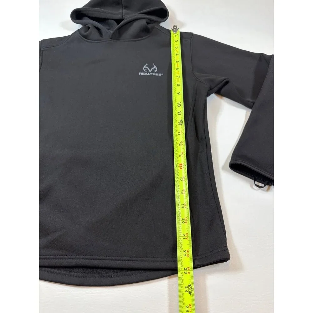 Realtree Boys Black Hooded Pullover Size L 10-12 Activewear cold gear (BB311)